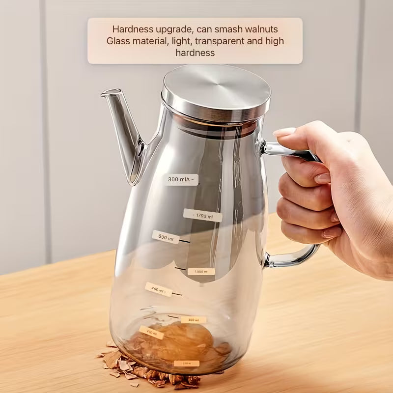 Glass Oil Dispenser with Metal Lid