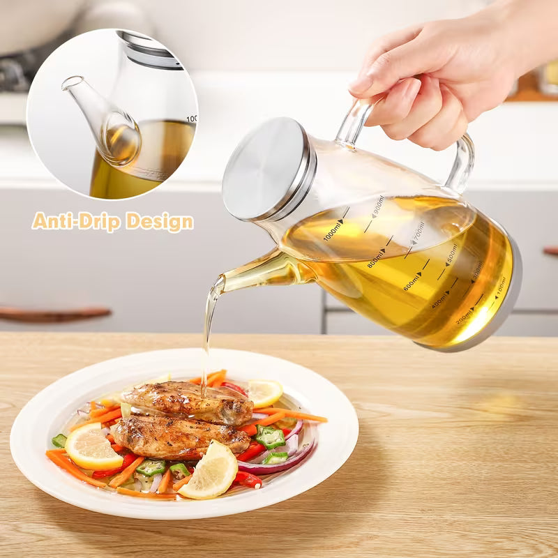 Glass Oil Dispenser with Metal Lid